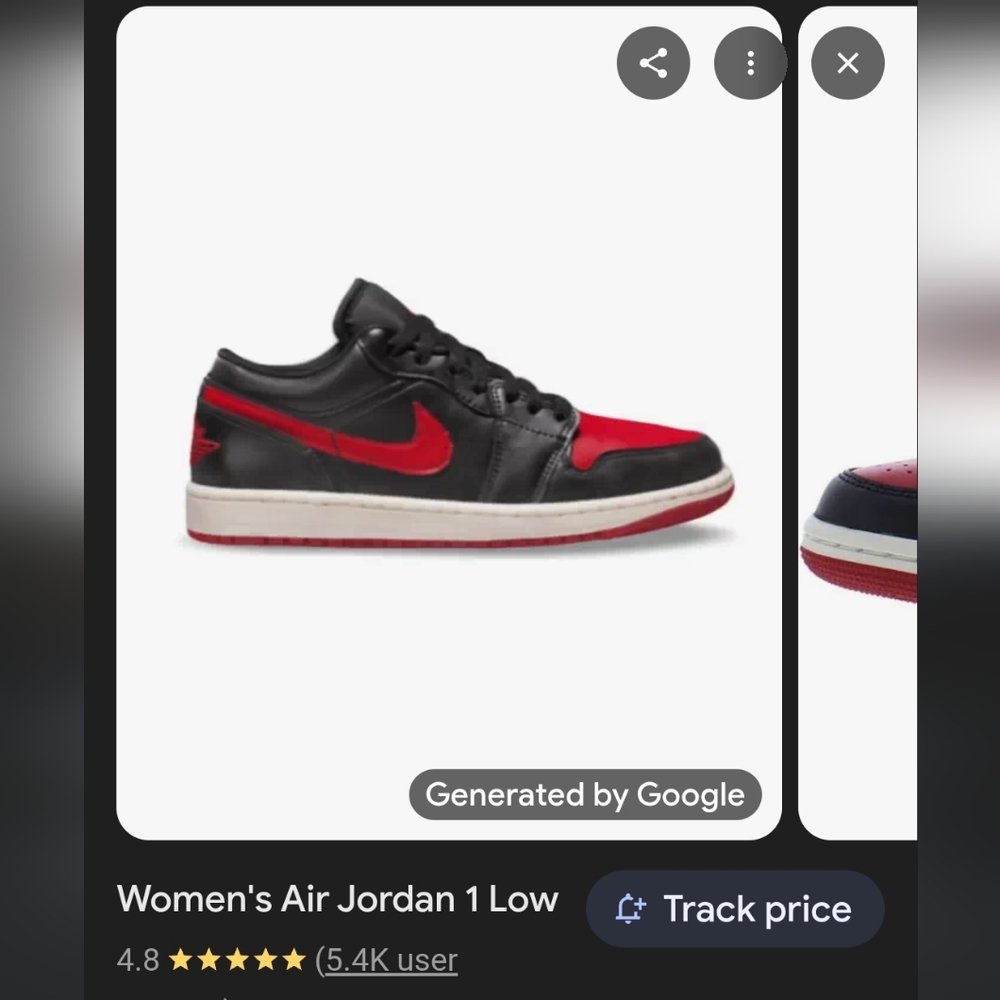Nike Black and Red Sneakers Air Jordan 1 Low